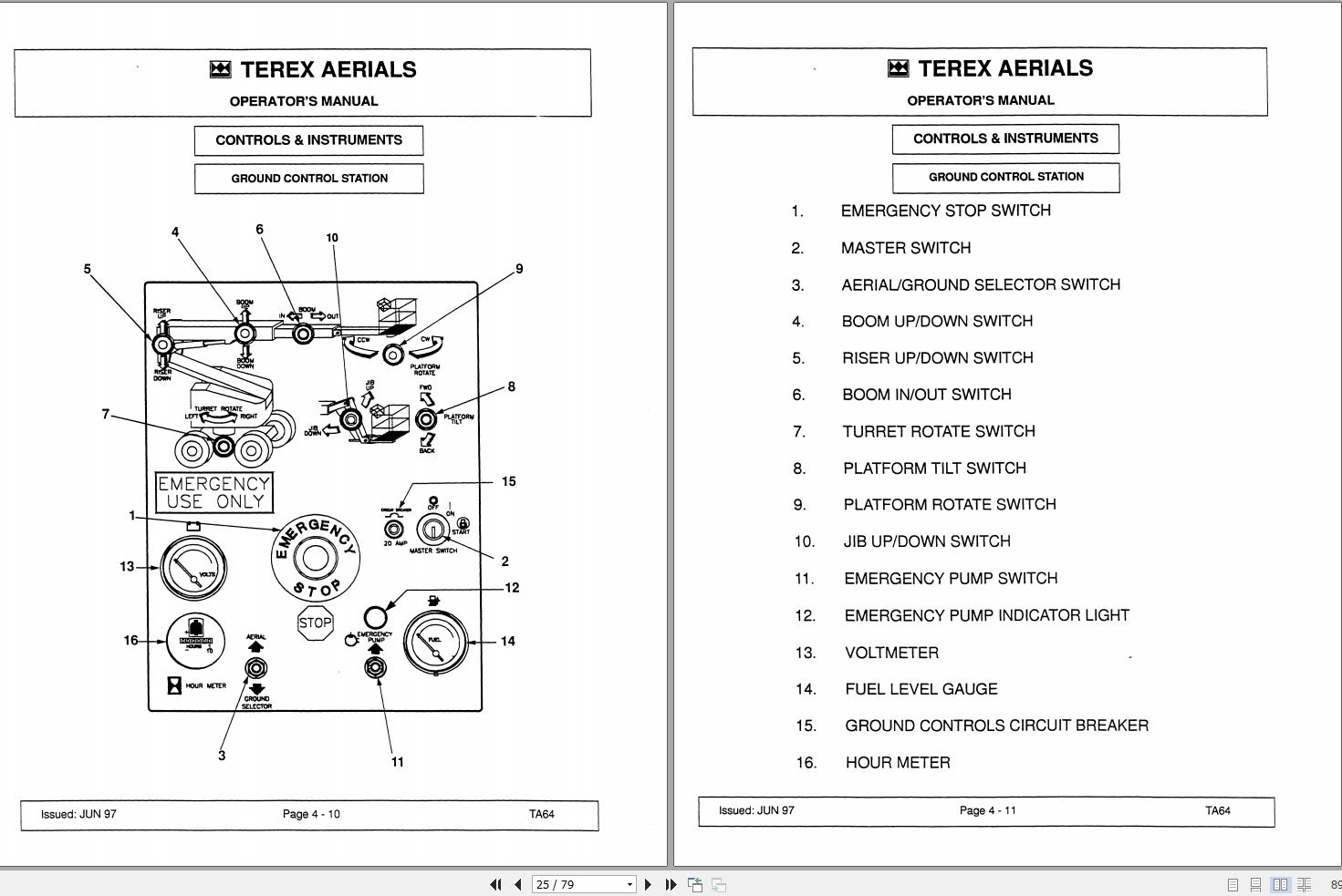 Terex Self Propelled Knuckle Boom Lift TA64 Operation Maintenance Manual 17318 (2)