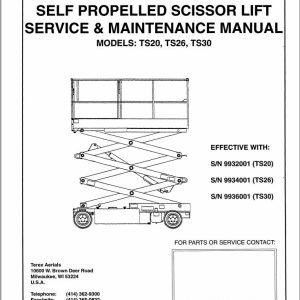 Terex Self Propelled Scissor Lift TS20 TS26 TS30 Service Maintenance Manual 17250 (1)