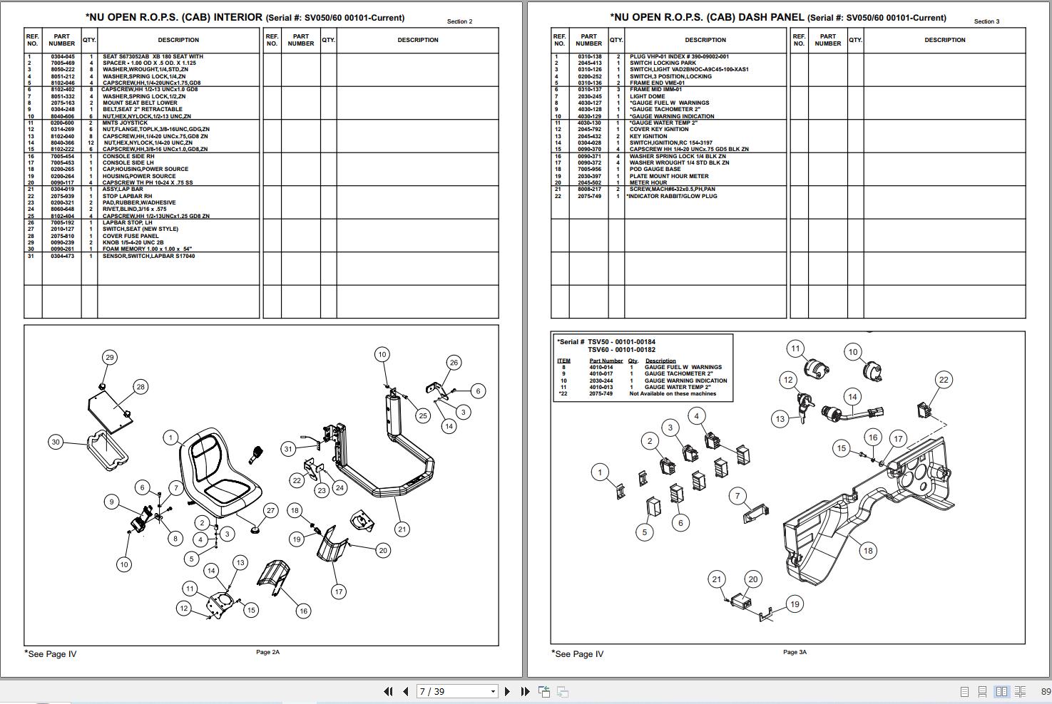 Terex Skid Steer Loader TSV50 TSV60 Part Manual 7000 830 (2)