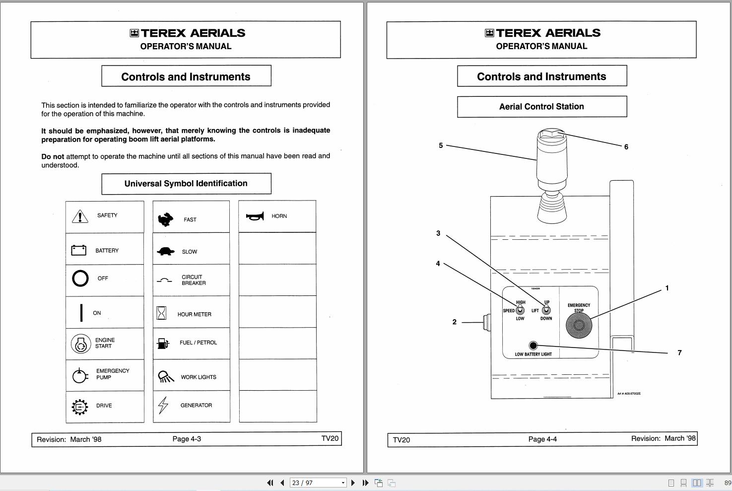 Terex Vertical Lift TV20 Operators Maintenance Manual 17512 (2)