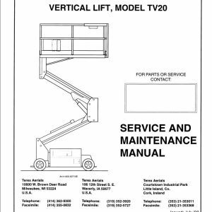Terex Vertical Lift TV20 Service Maintenance Manual 17513 (1)
