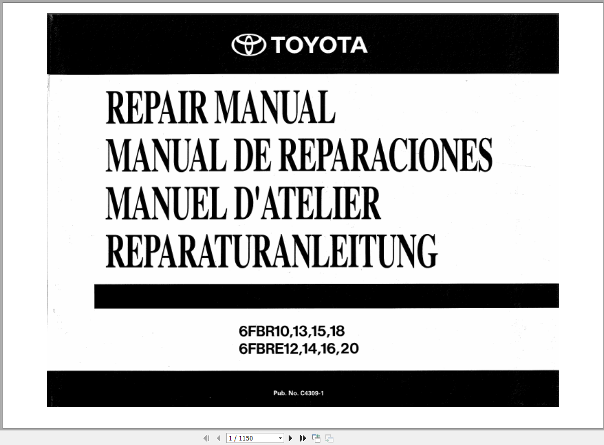 Toyota Forklift 6FBR10 to 6FBRE20 Repair Manual C4309 1 2006 1