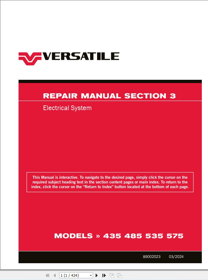Versatile Tractor L4WD T3 435 to 575 Repair Manual (1)