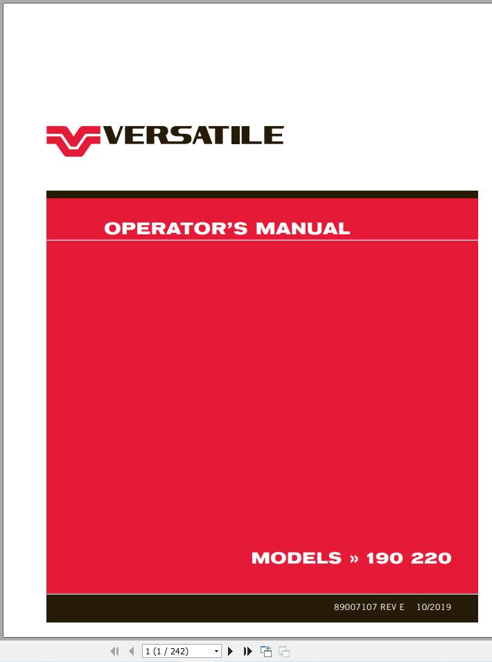 Versatile Tractor MFWD 190 220 T3 Operation Manual (1)
