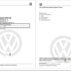 Volkswagen Golf Mk7 2012 2020 Workshop Service Manual 1