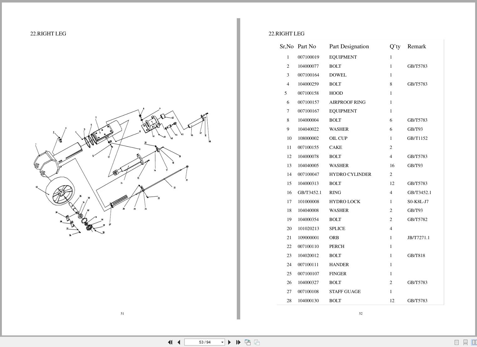 XCMG Road Cold Milling Machine XM100 XM101 Parts Book P1004 2