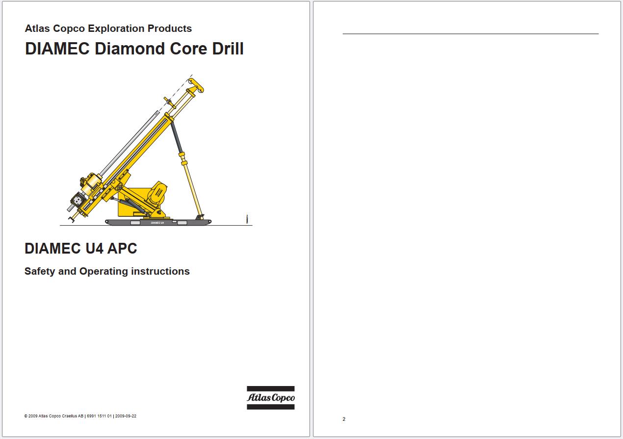 Atlas Copco Diamond Core Drill DIAMEC U4 APC Safety and Operating Instructions 6991151101 (1)