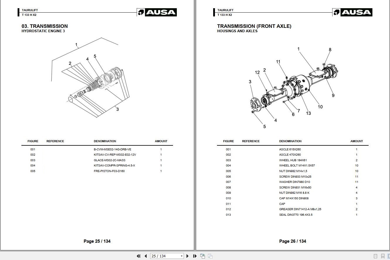 Ausa Taurulift T 133 H X2 Parts Manual 2