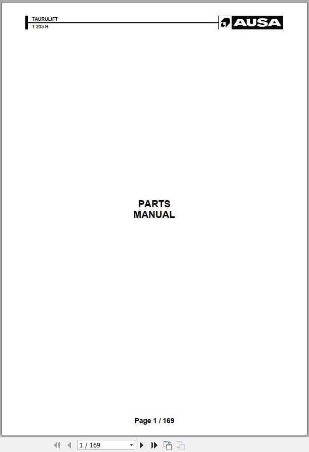 Ausa Taurulift T 235 H Parts Manual 1