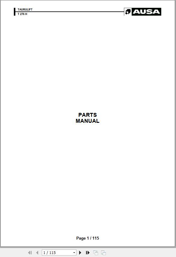 Ausa Taurulift T276H Parts Manual 1