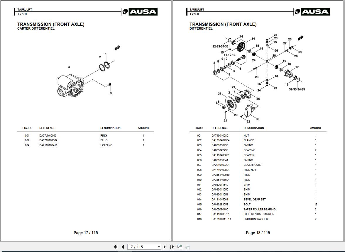 Ausa Taurulift T276H Parts Manual 2