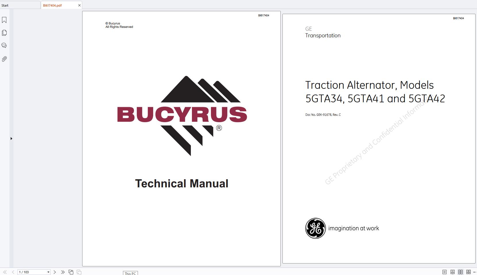 Bucyrus Traction Alternator 5GTA34 5GTA41 5GTA42 Technical Manual GEK 91678C (1)