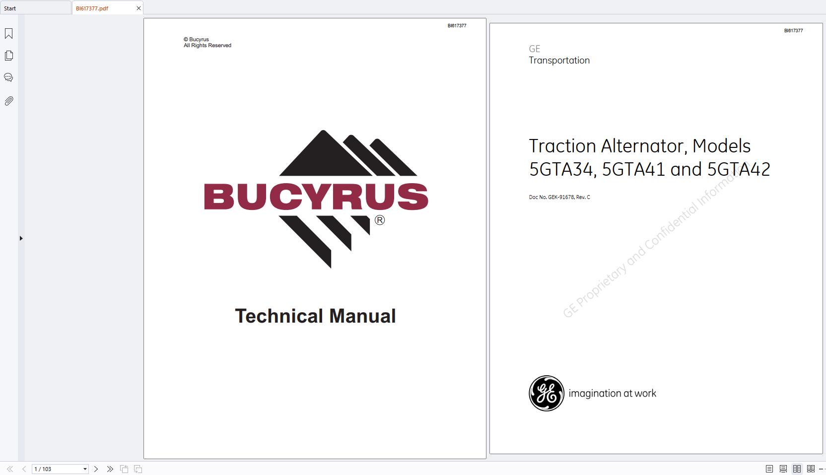 Bucyrus Traction Alternator 5GTA34 5GTA41 5GTA42 Technical Manual GEK 91678C (2)