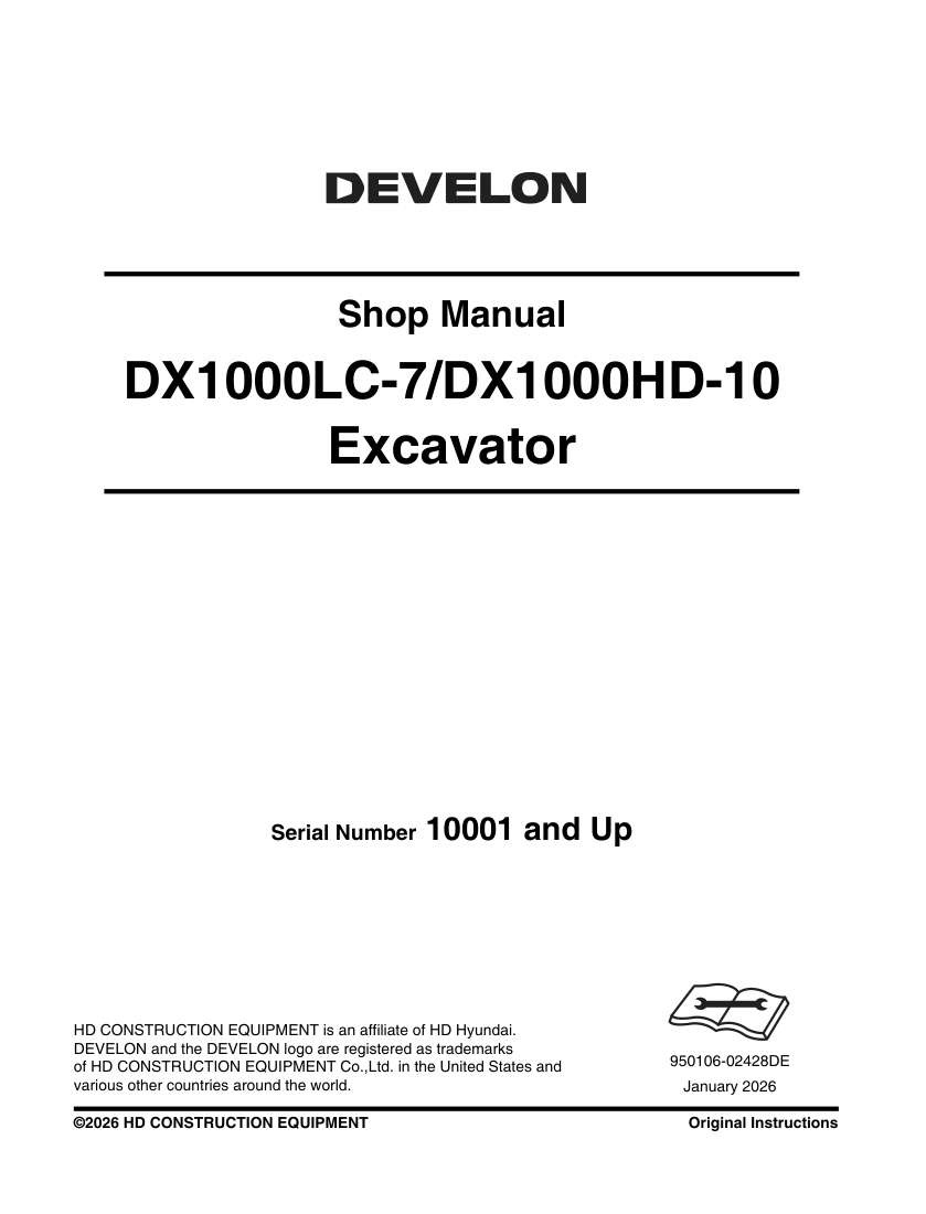 Develon Crawler Excavator DX1000LC 7 Shop Manual 950106 02428DE (1)
