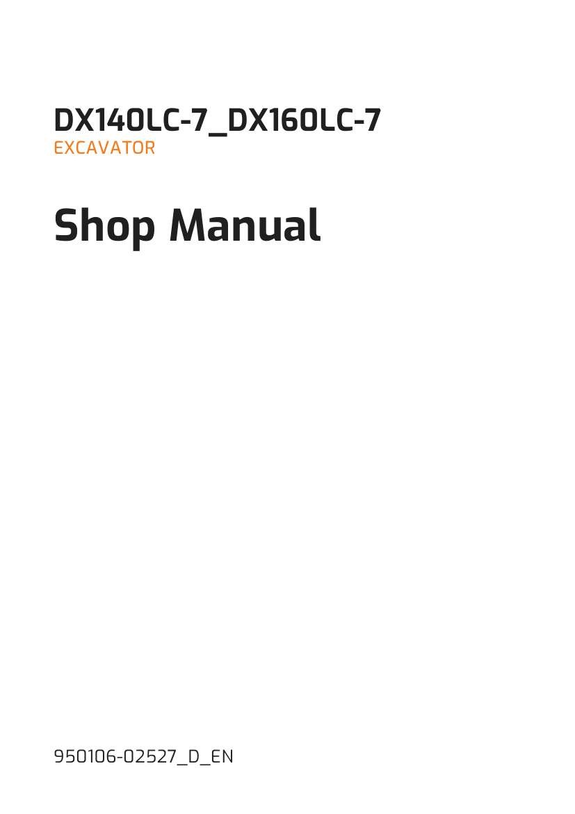 Develon Crawler Excavator DX160LC 7 Shop Manual 950106 02527 D EN (1)