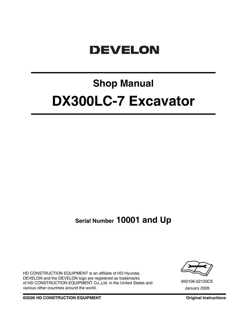 Develon Crawler Excavator DX300LC 7 Shop Manual 950106 02120CE (1)