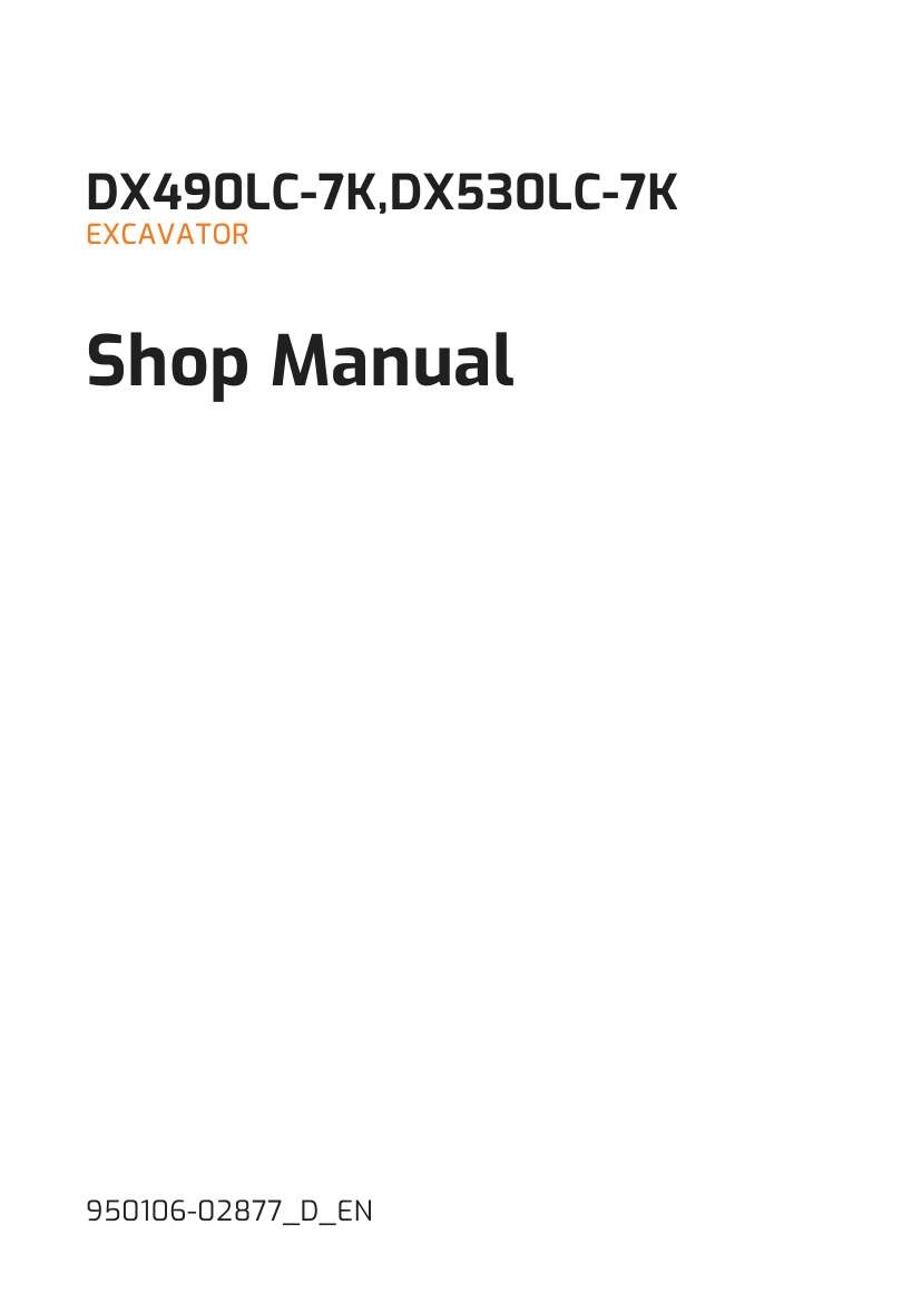 Develon Crawler Excavator DX490LC 7K Shop Manual 950106 02877 D EN (1)