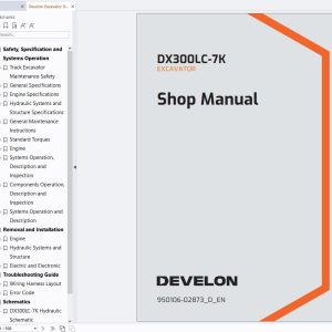 Develon Excavator DX300LC 7K Shop Manual 950106 02873 D EN 1