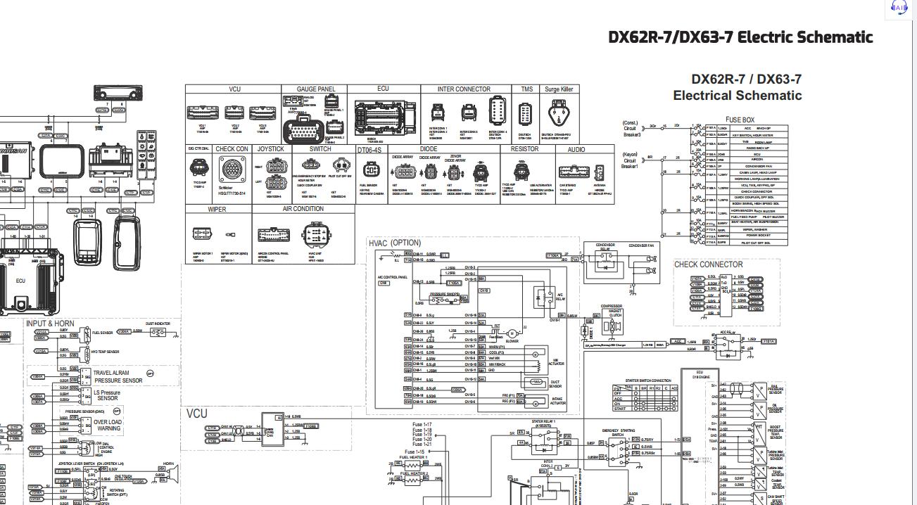 Develon Excavator DX62R 7 DX63 7 Electrical Hydraulic Schematics 2