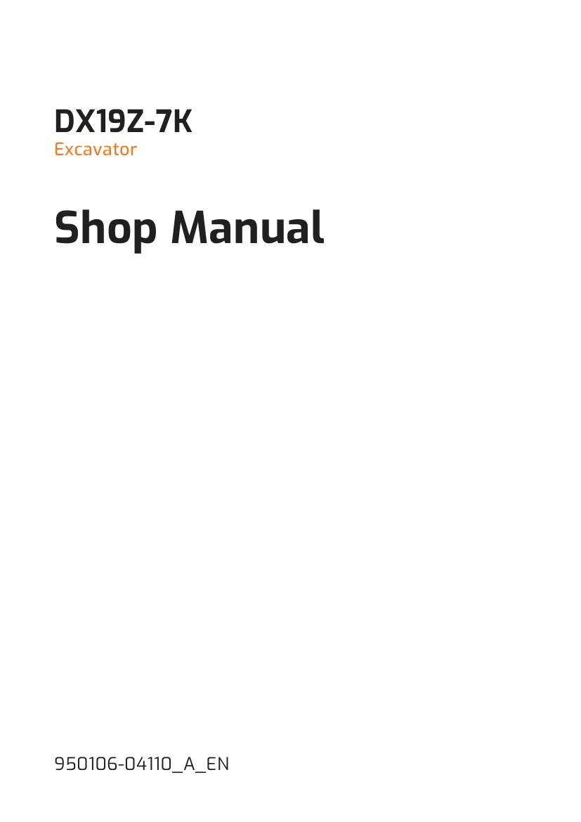 Develon Mini Excavator DX19Z 7K Shop Manual 950106 04110 A EN (1)