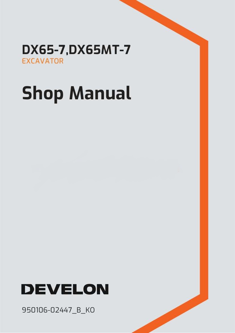 Develon Mini Excavator DX65 7 Shop Manual 950106 02447 B KO (1)
