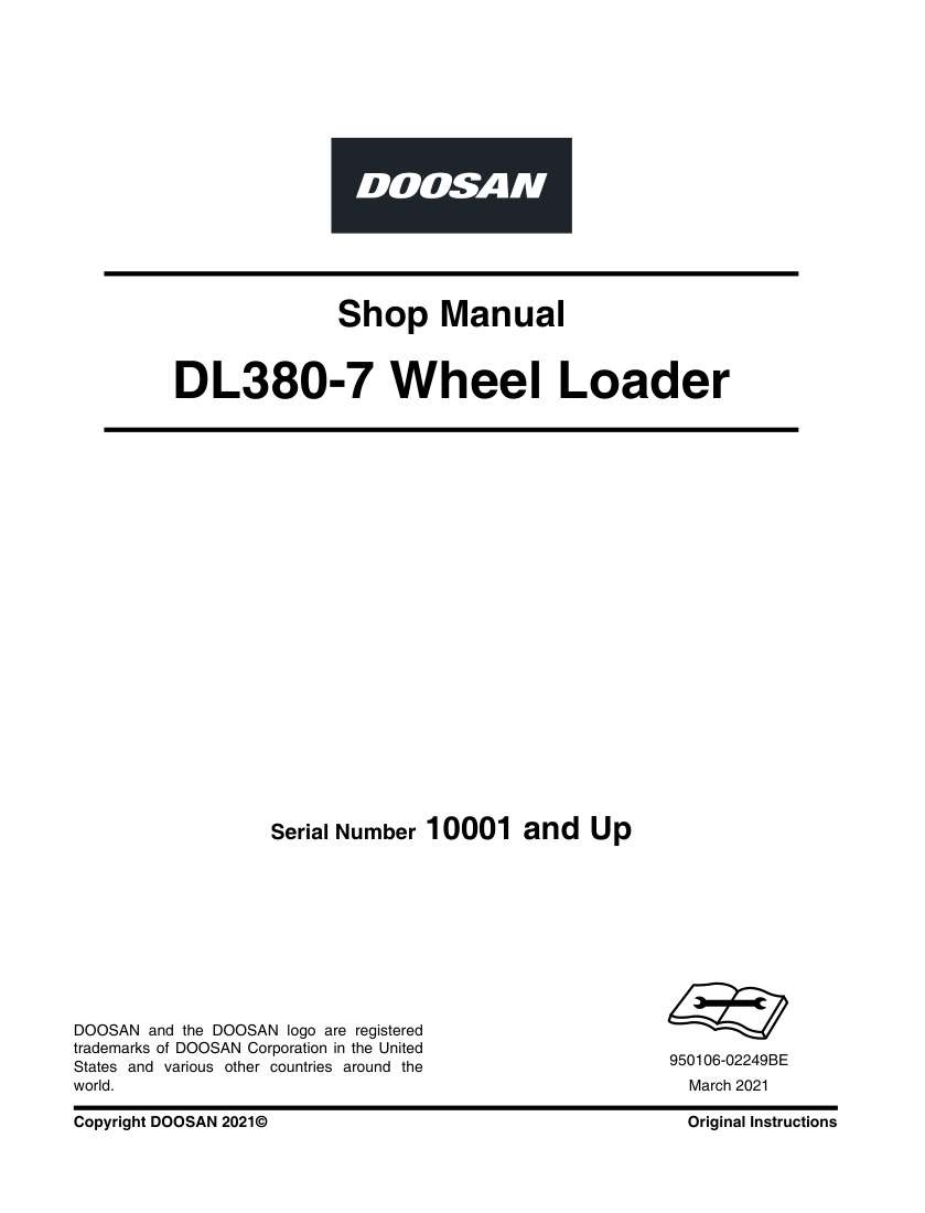 Develon Wheel Loader DL380 7 Shop Manual 950106 02249 (1)