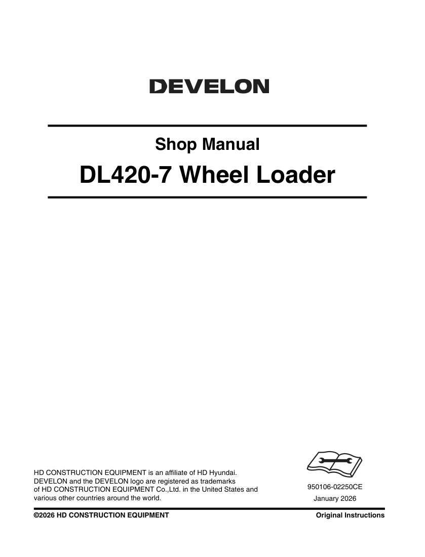 Develon Wheel Loader DL420 7 Shop Manual 950106 02250 (1)
