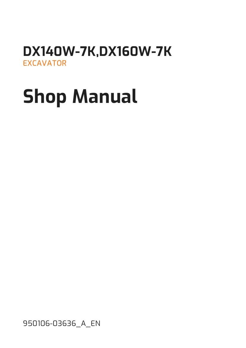 Develon Wheeled Excavator DX160W 7K Shop Manual 950106 03636 A EN (1)