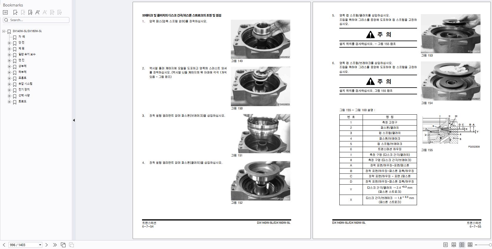 Doosan Excavator DX140W 5L DX160W 5L Maintenance Manual 950106 01097L KO 4