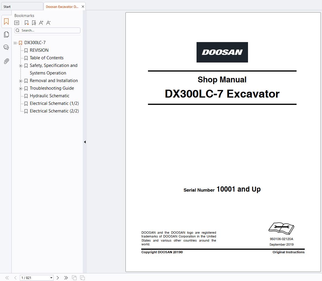 Doosan Excavator DX300LC 7 Shop Manual 950106 02120A (1)