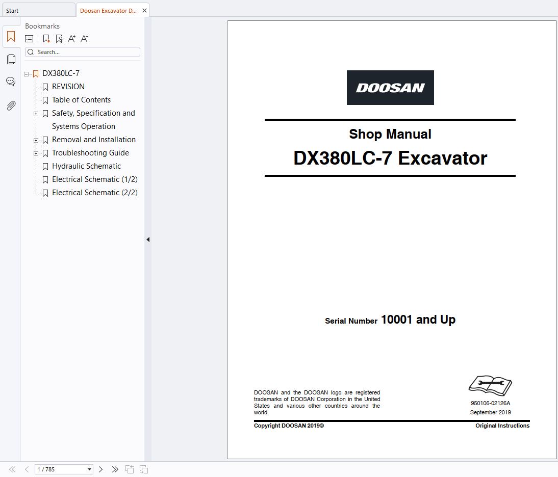 Doosan Excavator DX380LC 7 Shop Manual 950106 02126A (1)