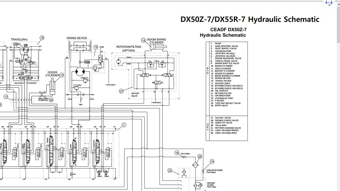 Doosan Excavator DX50Z 7 DX55R 7 Electrical Hydraulic Schematics 1