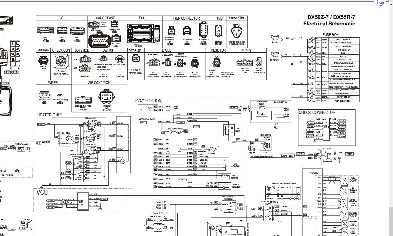 Doosan Excavator DX50Z 7 DX55R 7 Electrical Hydraulic Schematics 2