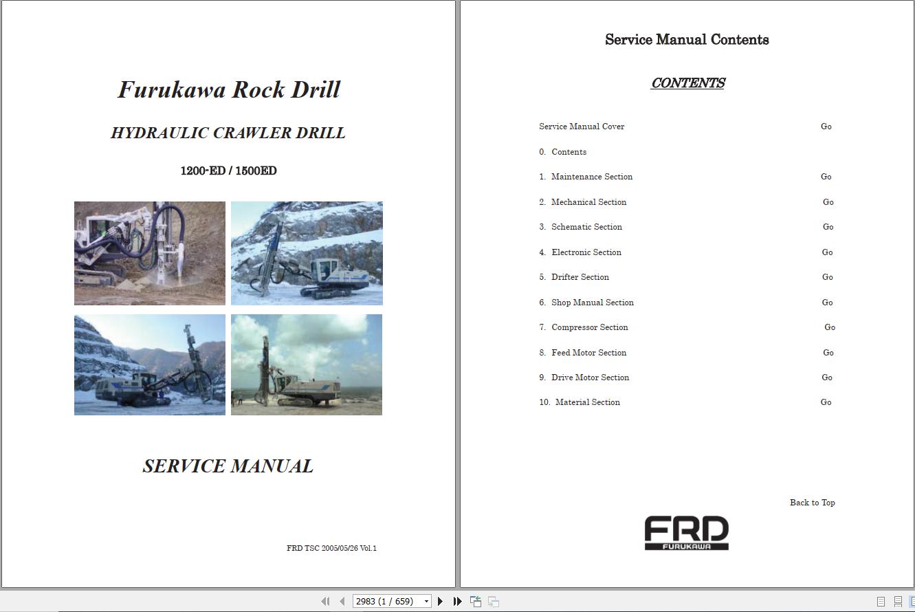 Furukawa Hydraulic Crawler Drill HCR1200 ED HCR1500 ED Service Manual 1