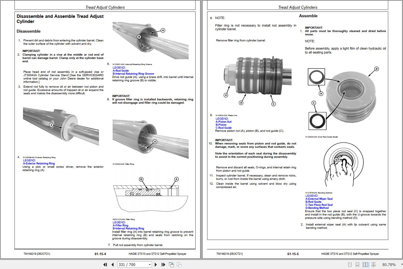 Hagie Self Propelled Sprayer STS10 STS12 Repair Technical Manual TM149219 3
