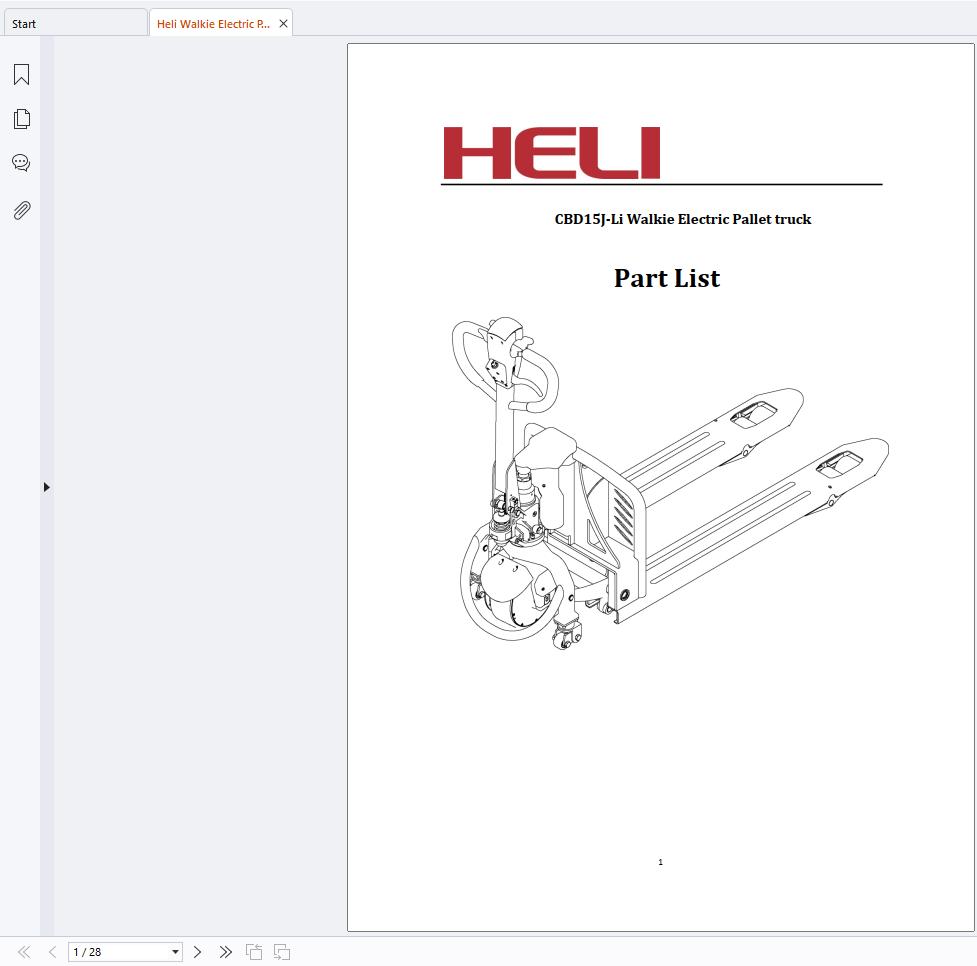 Heli Walkie Electric Pallet truck CBD15J Li Parts Manual (1)