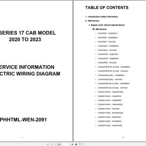 Isuzu Truck P Series 17 Cab model 2020 to 2023 Service Information Electric Wiring Diagram PHHTML WEN 2091 (1)