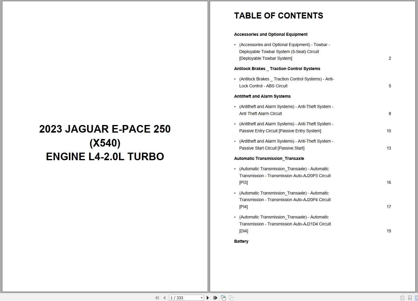 Jaguar E PACE 250 X540 2023 Engine L4 2.0L Turbo Wiring Diagram (1)