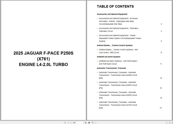 Jaguar F Pace P250S X761 2025 Engine L4 2.0L Turbo Wiring Diagram (1)