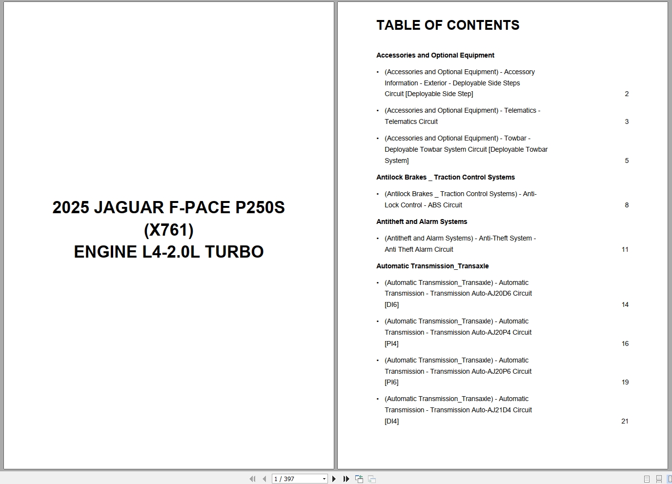 Jaguar F Pace P250S X761 2025 Engine L4 2.0L Turbo Wiring Diagram (1)