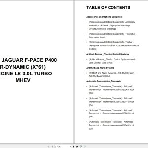 Jaguar F Pace P400 R Dynamic X761 2025 Engine L6 3.0L Turbo MHEV Wiring Diagram (1)
