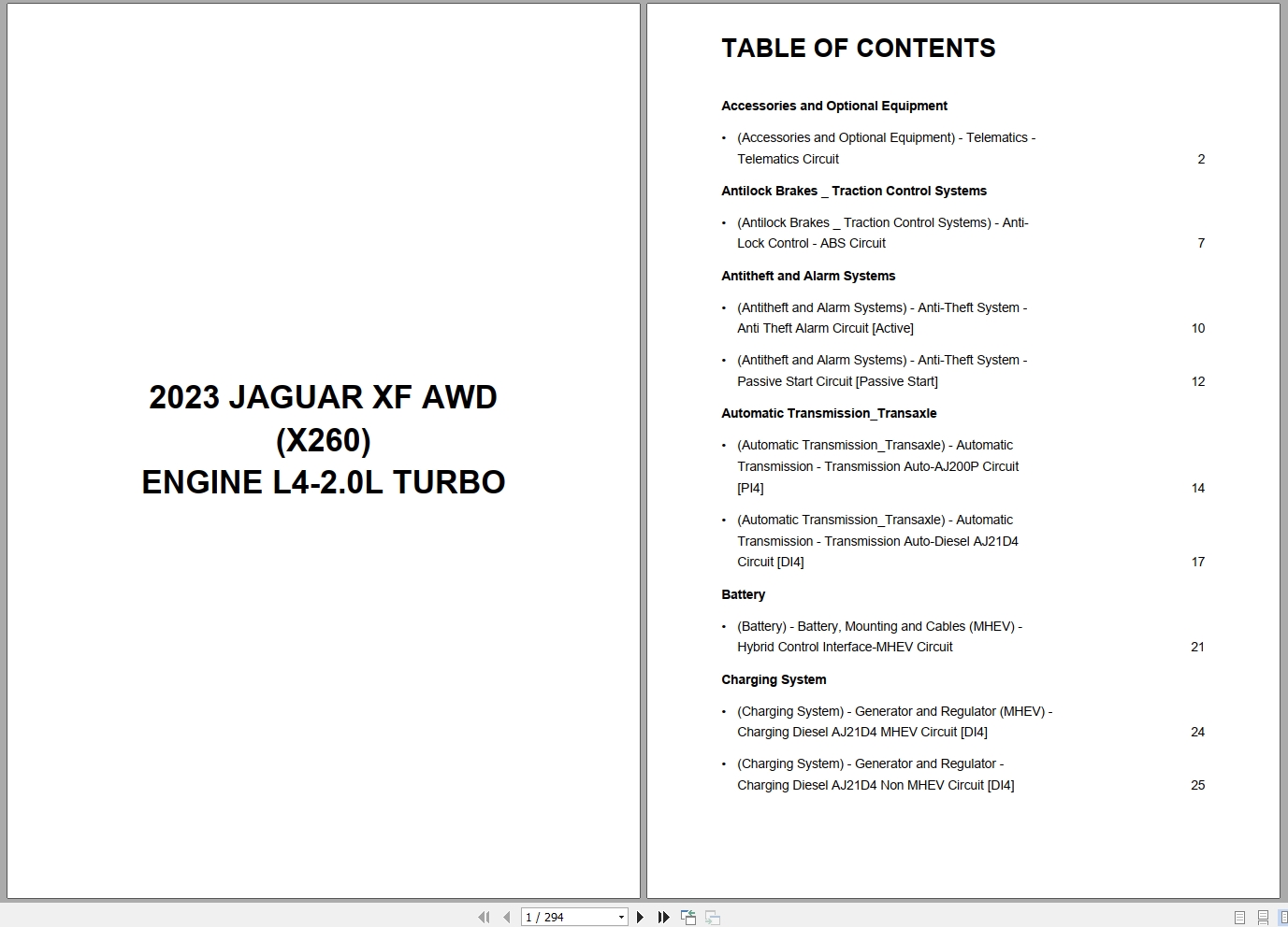 Jaguar XF AWD X260 Engine L4 2.0L Turbo Wiring Diagram (1)