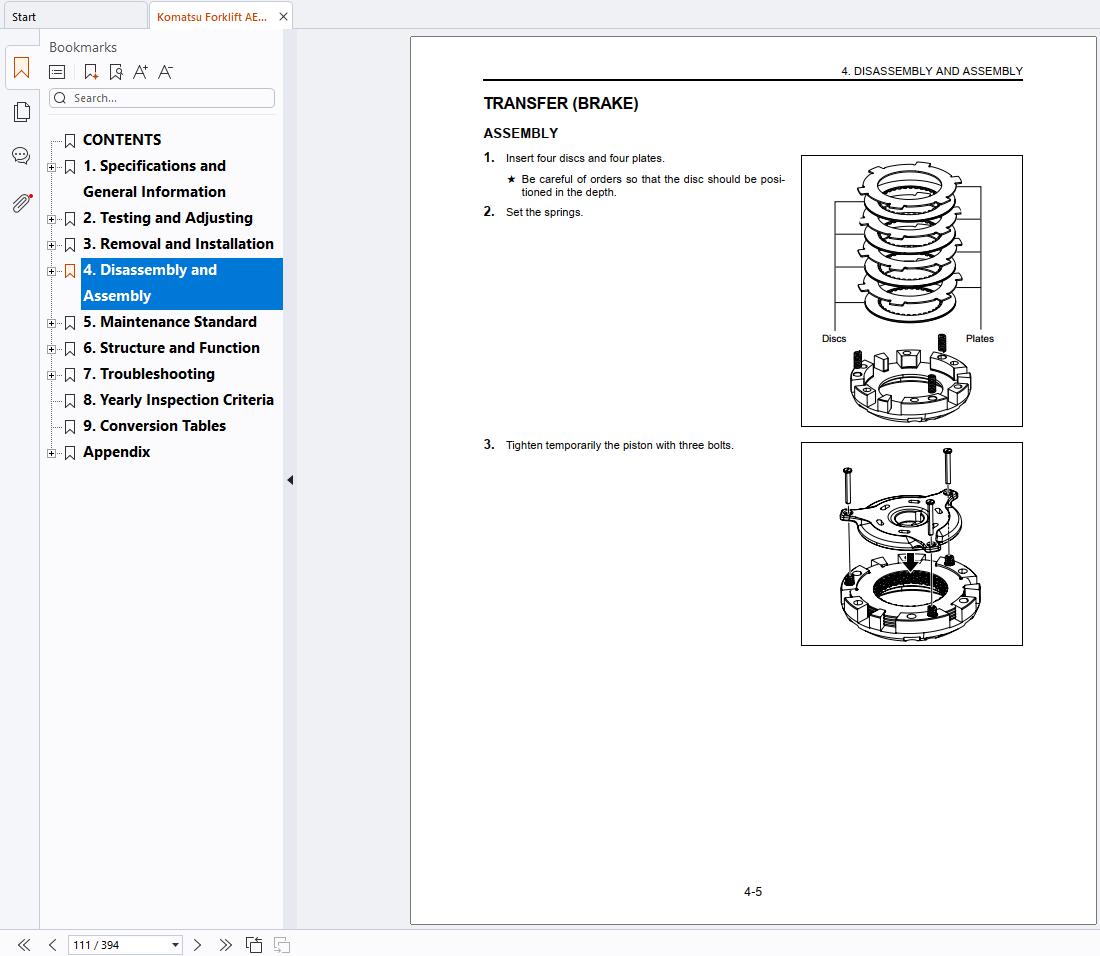Komatsu Forklift AE50 AM50 Series Service Manual SM152 (2)