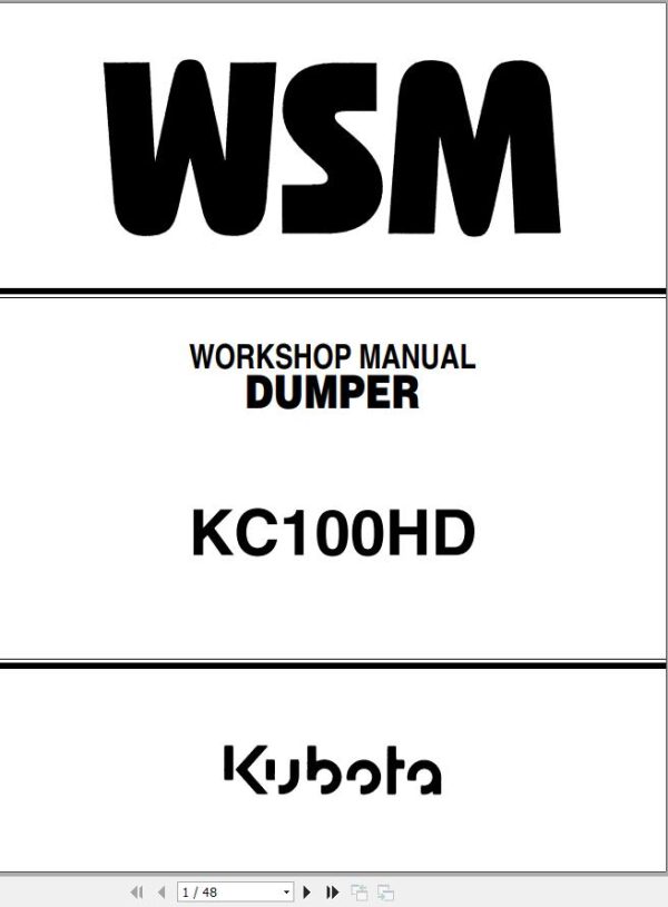 Kubota Dumper KC100HD Workshop Manual RY921 20110 1