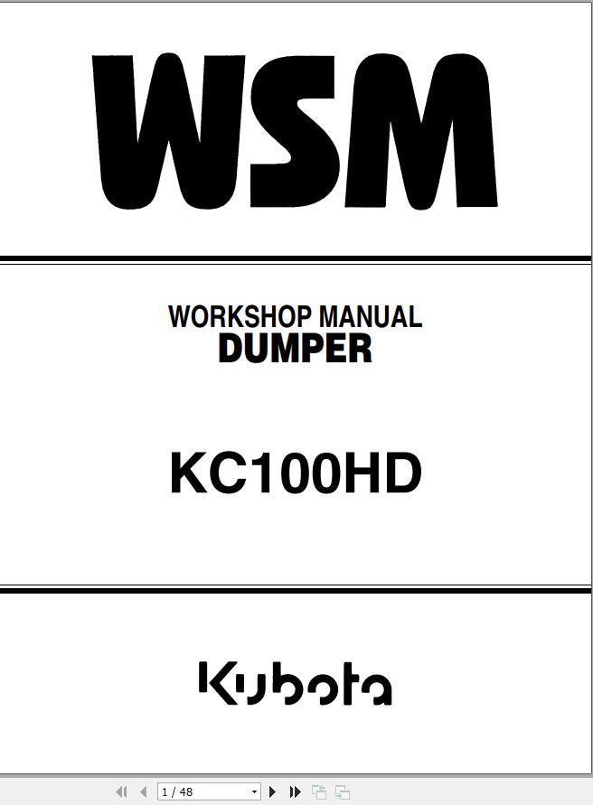 Kubota Dumper KC100HD Workshop Manual RY921 20110 1