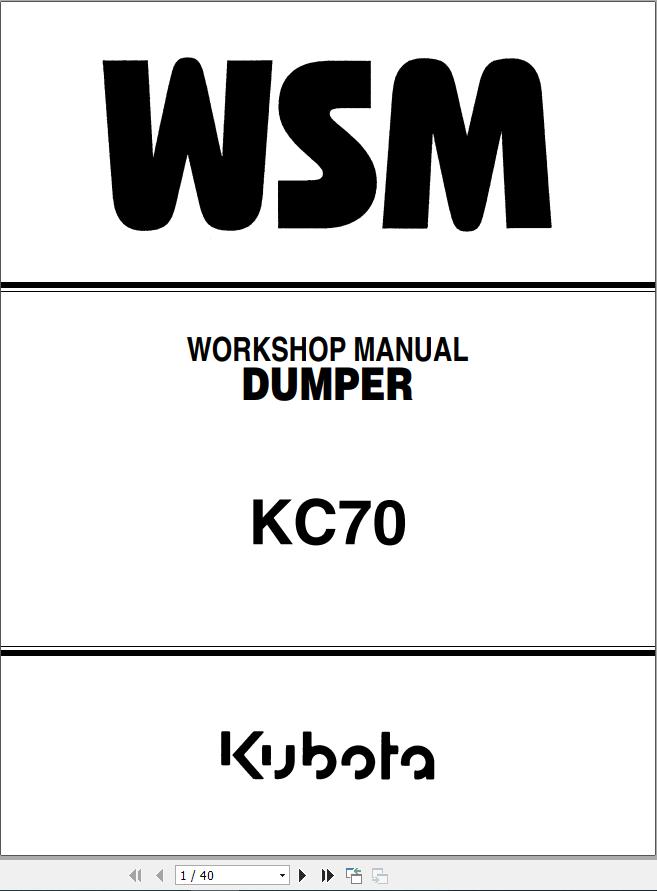 Kubota Dumper KC70 Workshop Manual RY921 20110 1