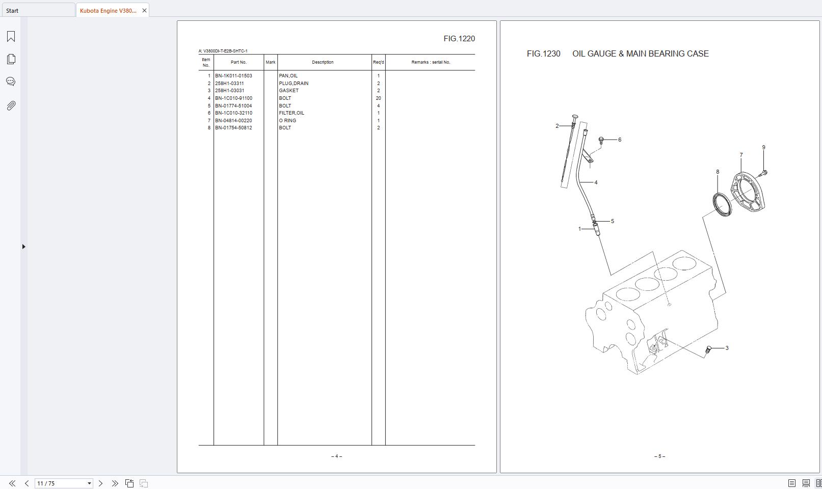 Kubota Engine V3800Dl T E2B SHTC 1 For Mitsubishi SD23T9EX SD25T9EX Parts Catalog (2)