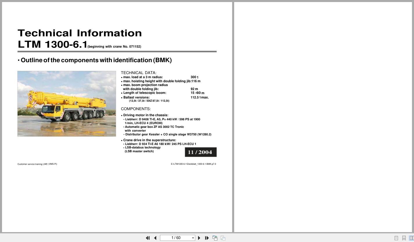 Liebherr Crane LTM 1300 6.1 Technical Information 1