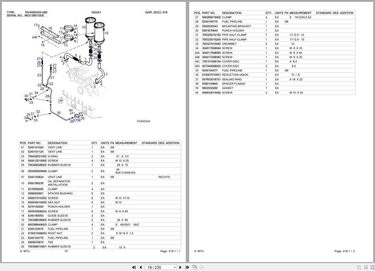 MTU Engine 16V4000G20 G80 SN M03138510DE Parts Catalog (2)