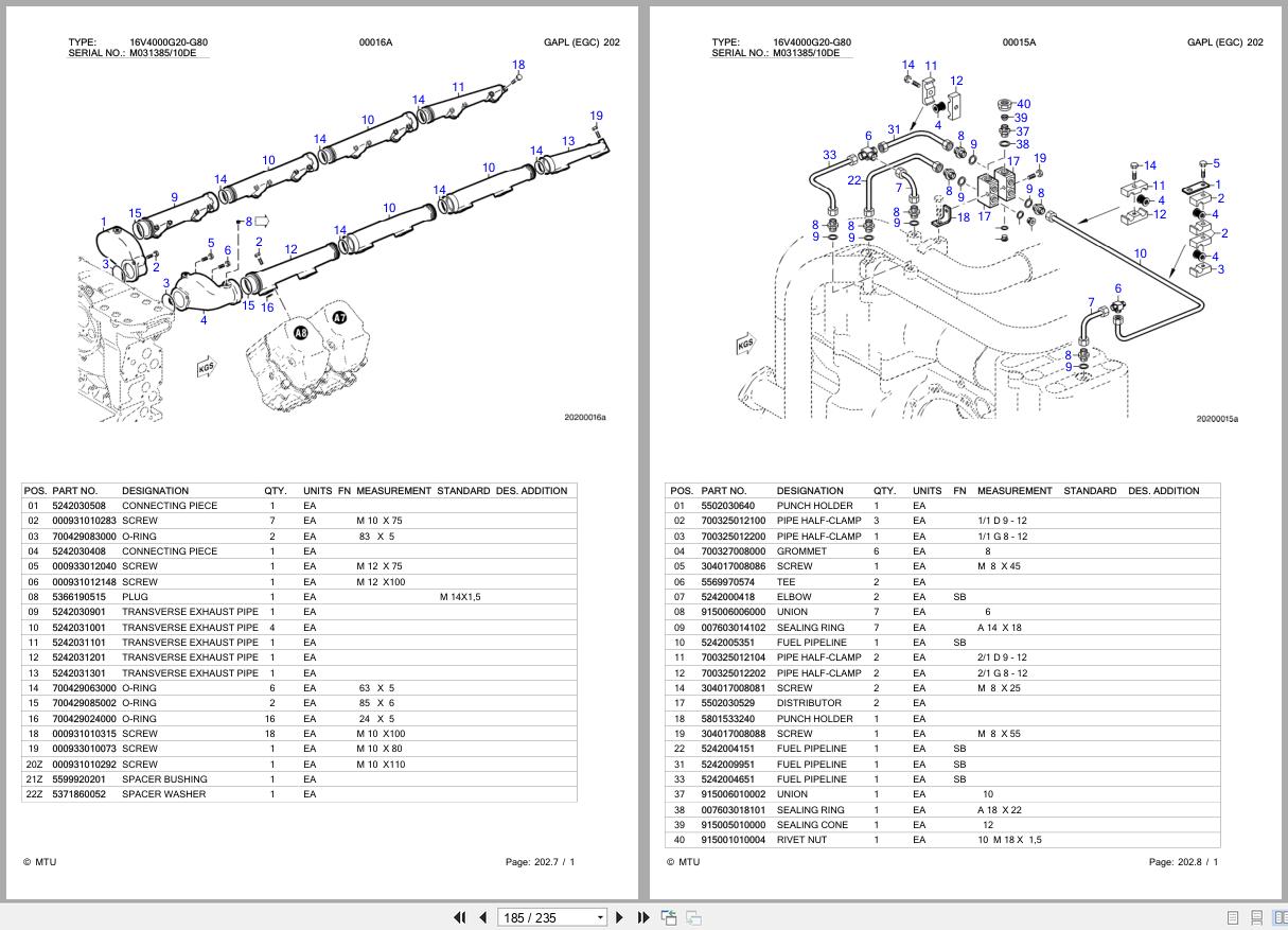 MTU Engine 16V4000G20 G80 SN M03138510DE Parts Catalog (3)